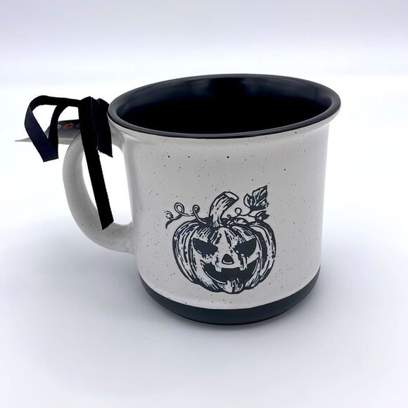Market finds Black and White Jack-o-Lantern Ceramic Mug - Picture 3 of 4